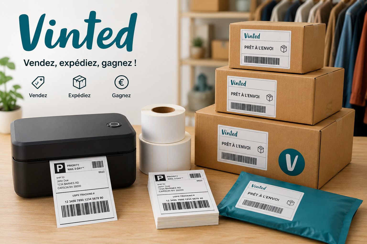 Comment gagner de l'argent sur Vinted en 2026 grâce à une organisation efficace et à l'impression rapide des étiquettes d'expédition