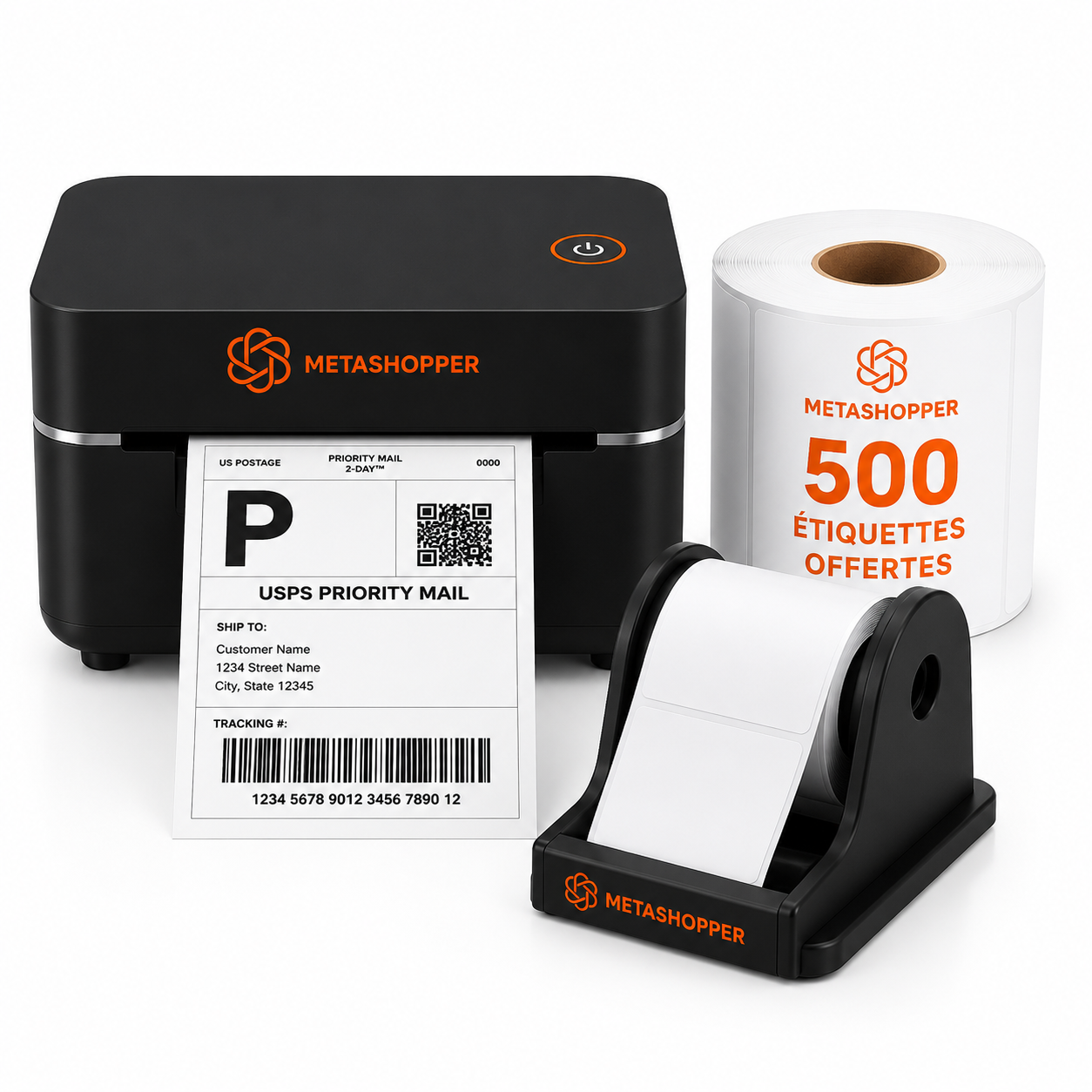 Poste d’expédition e-commerce avec imprimante thermique, étiquettes et support