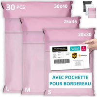 Pochettes d'Envoi Colis Rose - Pack de 30