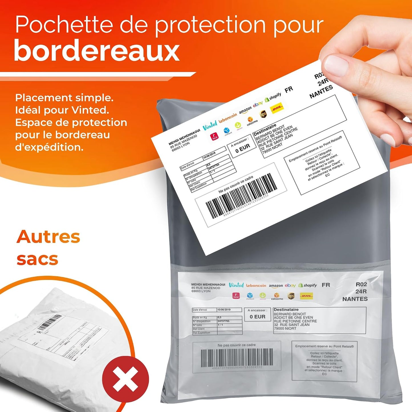 Pochettes d'Envoi Colis Grise - Pack de 30