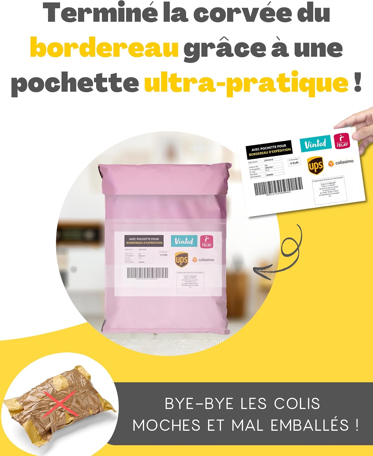 Pochette envoi colis rose opaque auto-adhésive | Metashopper