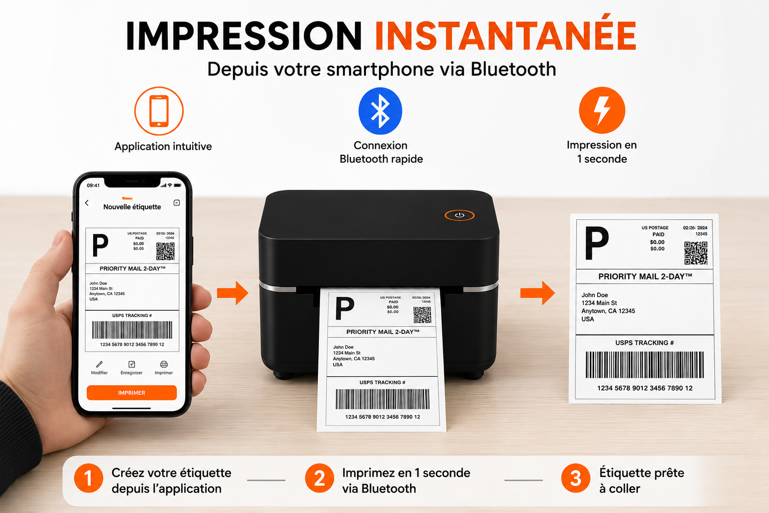 Pack Business Pro : Imprimante Thermique 4x6 + 1000 Étiquettes