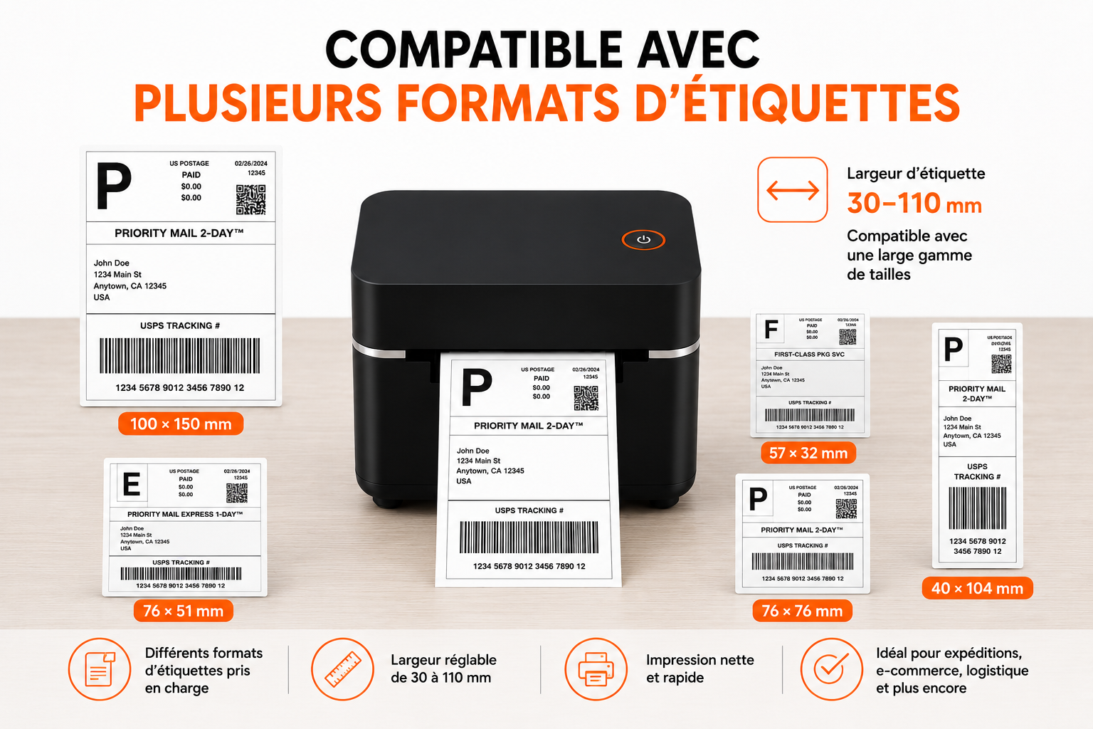 Pack Business Pro : Imprimante Thermique 4x6 + 1000 Étiquettes