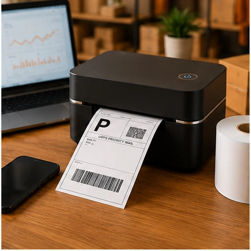 Imprimante thermique Metashopper en situation sur bureau e-commerce