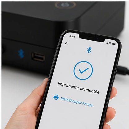 Connexion Bluetooth imprimante thermique Metashopper smartphone iOS Android