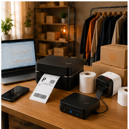Imprimante thermique 4x6 Metashopper vue complète avec câble USB
