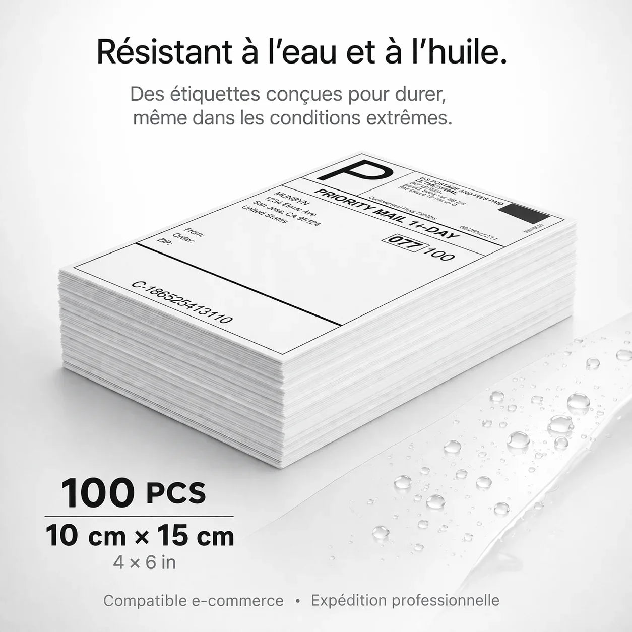 Étiquettes résistantes à l'eau et à l'huile, 10x15 cm, pour expédition e-commerce